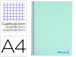 Cuaderno espiral Liderpapel Wonder A4 tapa plástico 120h micro 90g c/5mm. color verde